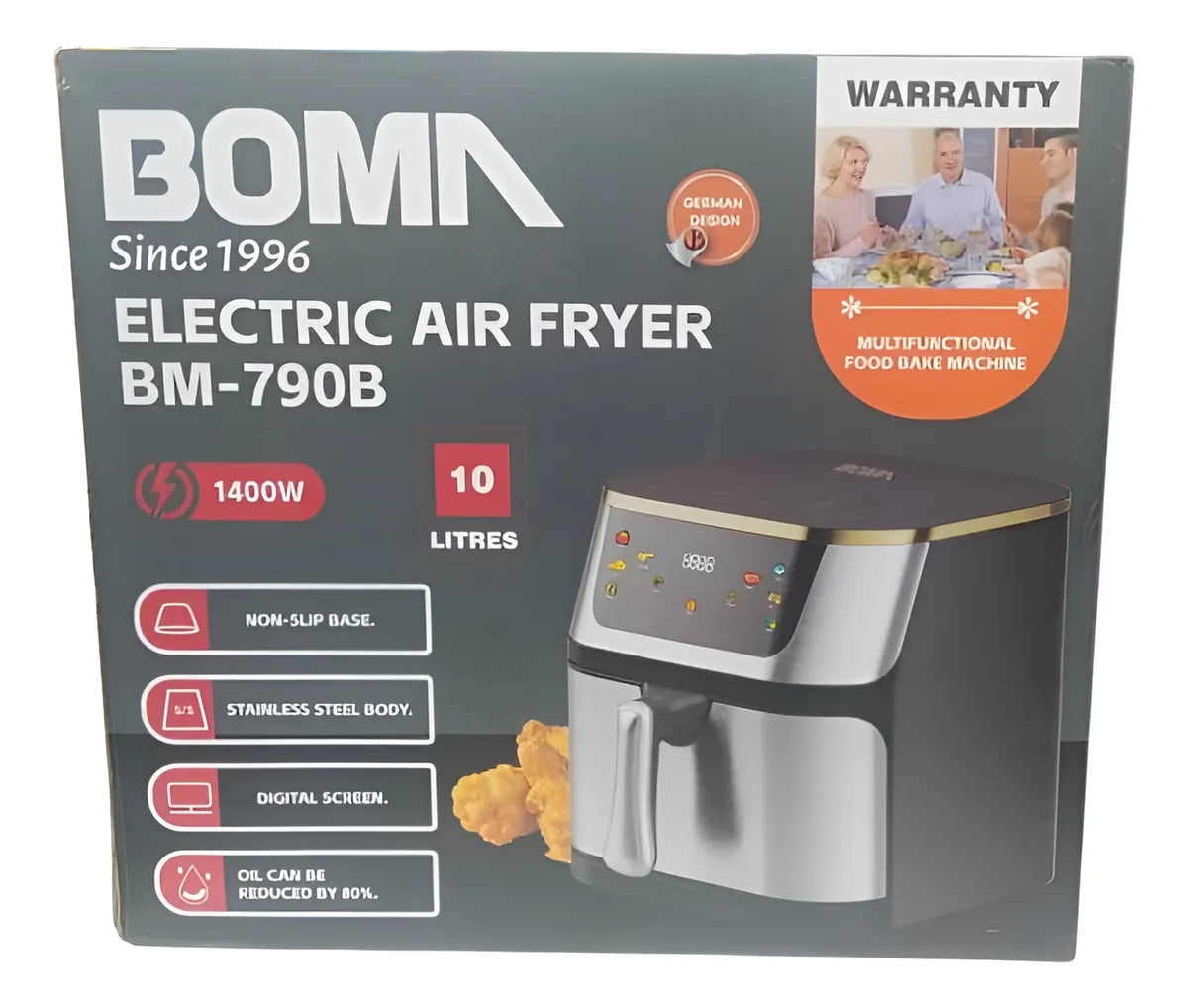 Friteuse à air numérique Boma BM-790B 10 L 1400 W Noire