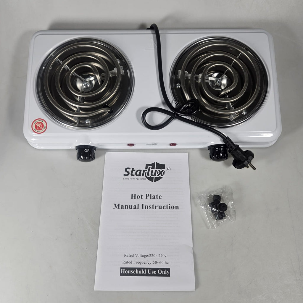 Plaque chauffante portable Starlux à 2 brûleurs, 2000 W, 2000 W - THP-5703 - Blanche